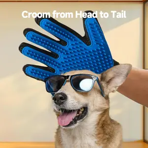 Cleaning gloves Cat & Dog Grooming Gloves for Shedding,Pet Grooming Gloves with Vacuum,2-in-1 Deshedding Brush & Massage Mitt, Safe for Dogs & Cats, 1 Pair (Blue)