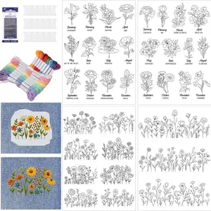 35pcs Water-Soluble Embroidery Stabilizer, Hand Sewn Floral Pre-Printed Fabric, Durable & Convenient Stitching Aid, Embroidery Craft, Ideal for DIY Projects
