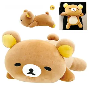 Chubby Rilakkuma Plush Toy Lying Down Pose Pillow Bear Cute Companion Comfort Doll Soft Sofa Cushion Kawaii Room Decoration Gift
