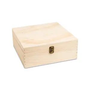 makerflo Large Pine Wood Memory Box with Black Felt Inside, Hinged with Clasp, Keepsake Wooden Box Ideal for Craft and Personalization (Laser Engraving, Epoxy, UV DTF, and Vinyl)