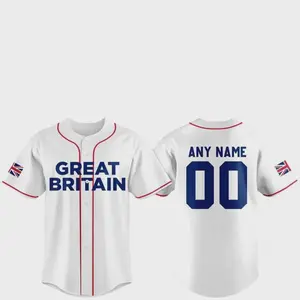 Great Britain Team 2026 World Baseball Classic Jersey Print For Fan Gear - white - full size Adult and Youth