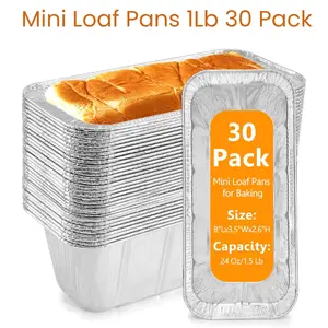 Mini Loaf Pans 1Lb 30 Pack Aluminum Foil Disposable Bread Baking Pans Heavy Duty Cake Meatloaf Tins Mother Gift Birthday Gift