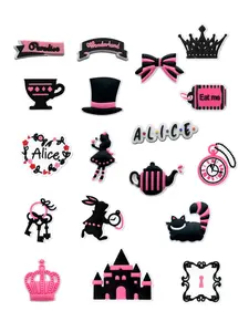 Alice in Wonderland Shoe Set, Comfortable Durable Fashion Design, Ideal Gift for Girls, Casual Daily Wear Crocs Accessories Decor