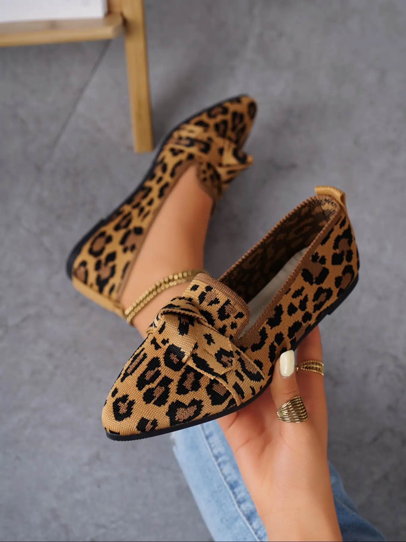 Women's Casual Slip-On Loafers, Leopard/cow Print Pointed Toe Ballet Flats, Fashion Versatile Design, Soft Rubber Sole Shoes for All Seasons, Walking Shoes, Footwear, Summer Footwear Shoe, Soft Soled Shoes