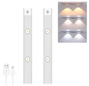Under Cabinet Light 2/4 PCS, Wireless Move Sensor LED Light Bar, USB Rechargeable Night Light for Corridor Kitchen Cabinet Stairs Hallway Wardrobe Home Room Decor 40CM