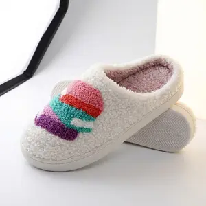 Women's Plush Book Pattern Slippers, Soft Fleece Lined Memory Foam House Shoes, Non-Slip Sole Cozy Indoor Outdoor Comfort Slippers for Women