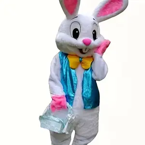Adult Easter Bunny Costume, Cute Cartoon Style Plush Rabbit Mascot, Perfect for Halloween and Festivals, Non-Stretch Polyester Fabric