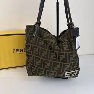 Pre-owned FENDI Zucca (Zucchino) Canvas Tote Shoulder Bag