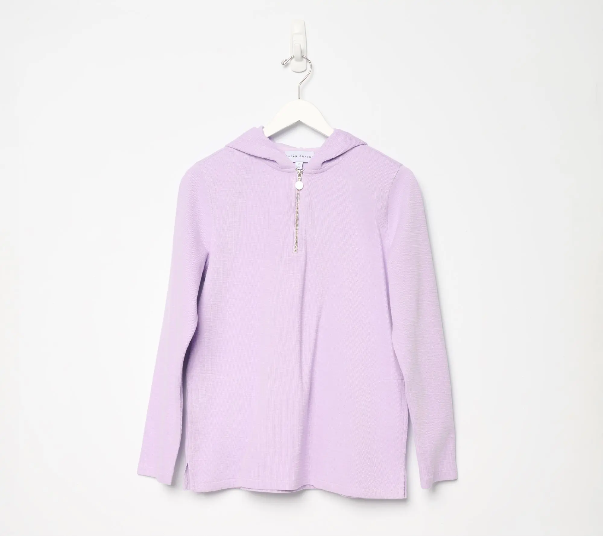 Susan Graver Soleil Slub Knit Quarter Zip Hoodie