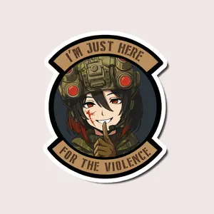 Anime Tactical Girl Sticker, Funny Military Vinyl Decal, Cool Helmet Night Vision Anime Patch Style for Laptop, Water Bottle, Notebook