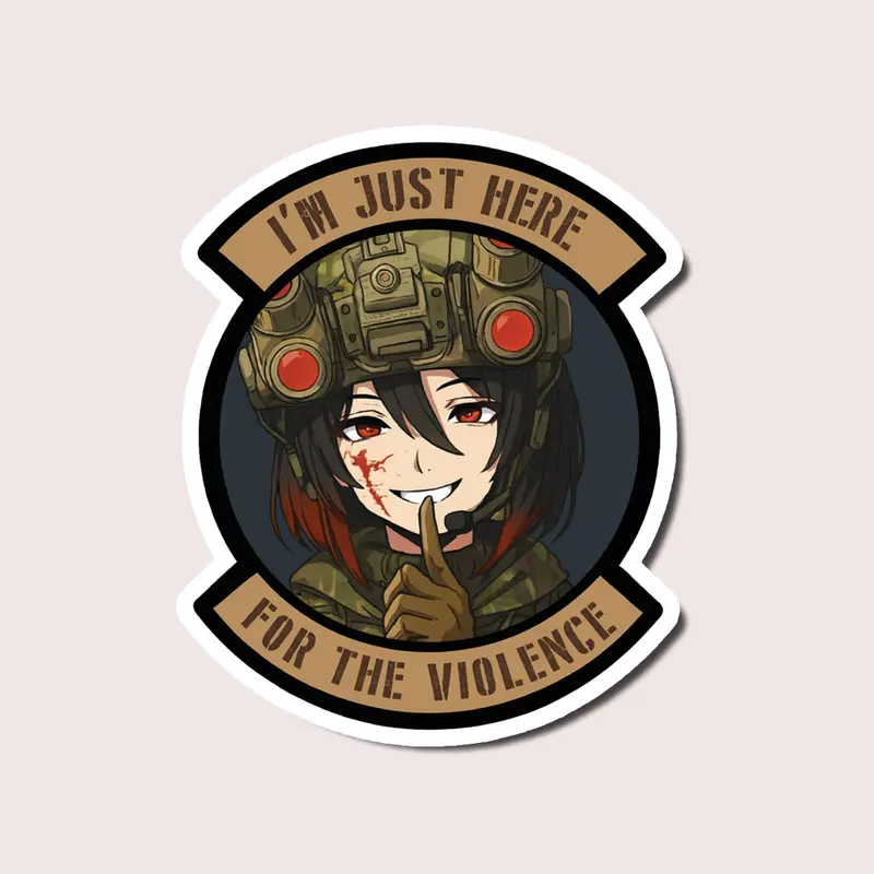 Anime Tactical Girl Sticker, Funny Military Vinyl Decal, Cool Helmet Night Vision Anime Patch Style for Laptop, Water Bottle, Notebook