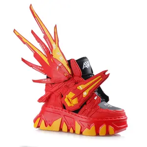 Wing and Shield G 04- Red All Seasons Lace Up Hidden Wedge Women's Sneakers with 4.5 Inch Heel & 2 Inch Platform
