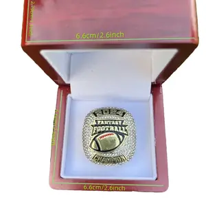 Fashion sports jewelry fantasy series 2024 2025 big heavy sprakling footballl championship rings with wooden box for men