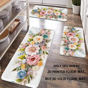 [Popular Choice] 1 piece, home decor, bathroom mat, bathroom non-slip mat, kitchen decor, kitchen mat, doormat, colorful floral pattern mat, bohemian style mat, soft and comfortable, relieves fatigue, Fashionable Floral Mat