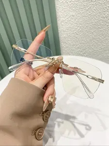 Rimless Eyeglasses, Lightweight Anti-blue Light Eyeglasses for Women & Men, Fashion Eyeglasses for Work, Daily Clothing Decor, for Student Daily Use, Trendy Frames