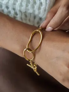 Ladies Bracelet Geometric Circular Basic Chain Ot Clasp Stainless Steel 18k Gold Plated Waterproof And Anti Allergy Classic Minimalist Style Daily Accessory