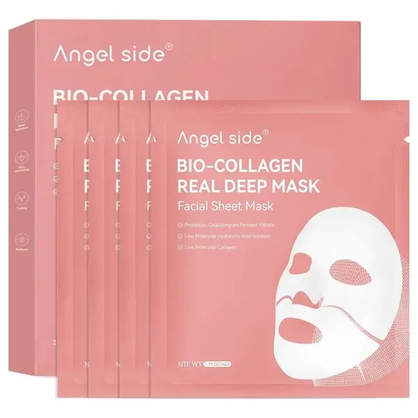 Collagen Face Mask Skincare, Hydrating & Firming Hydrogel Face Masks, Elasticity Boosting Collagen Mask for All Skin Types, Skin Care Essentials 34g x 4 Sheets