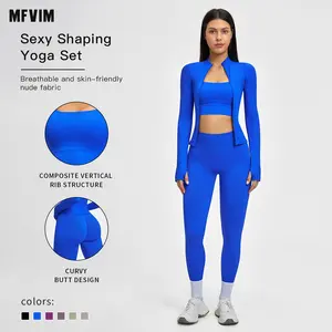 MFVIM Women’s Seamless Yoga Set – Tapered Back Design, Tight Fitness Wear, High-Stretch Running Workout Set