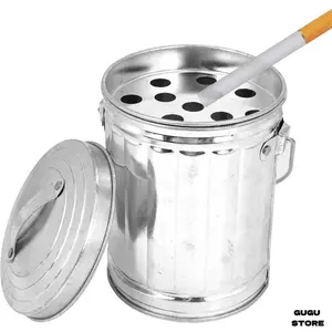 2pcs Metal Windproof Ashtray with Lid, Mini Style for Home & Patio