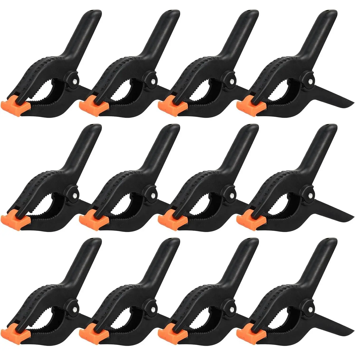 6 Inch Spring Clamps, 12 Pack Professional Plastic Spring Clamps, Heavy Duty Plastic Clamps for Crafts and Woodworking, Backdrop Clips Clamps for Backdrop Stand, Photography, Home Dec