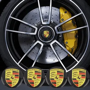 4pcs 56mm Car Wheel Center HUB Cap Rim Cover Stickers, Fits Porsche Boxster Cayenne Cayman Carrera Macan Panamera Gts Turbo 4 S Diesel