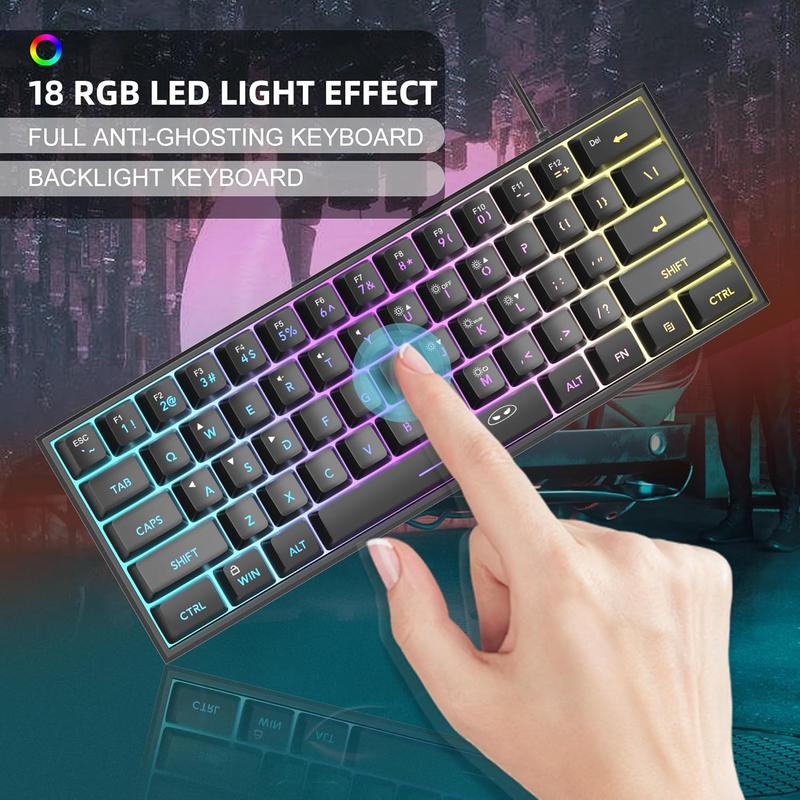 MageGee Mini 60% Gaming Keyboard, RGB Backlit 61 Key Ultra-Compact Keyboard, TS91 Ergonomic Mechanical Feeling Office Computer Keyboard for PC, MAC, PS4, Xbox ONE Gamer #TOP PICKS