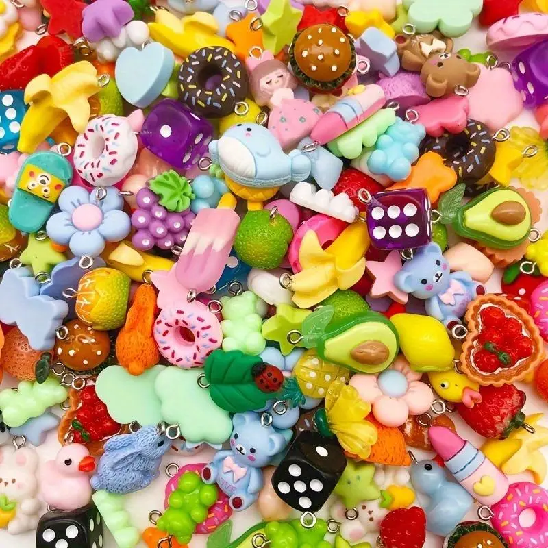 Random Color Cute Resin Charms, 10pcs/ 20pcs Mixed Color Resin Charms, DIY Pendant for Necklace, Bracelet, Earrings, Jewelry Beads Making