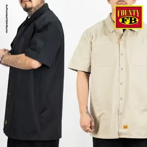 FB County Men's Short Sleeve FBCOUNTY Plain Work Shirt Casual Kackies Work Shirt Button Front  Industrial Regular Fit Plain Work Shirt Pockets