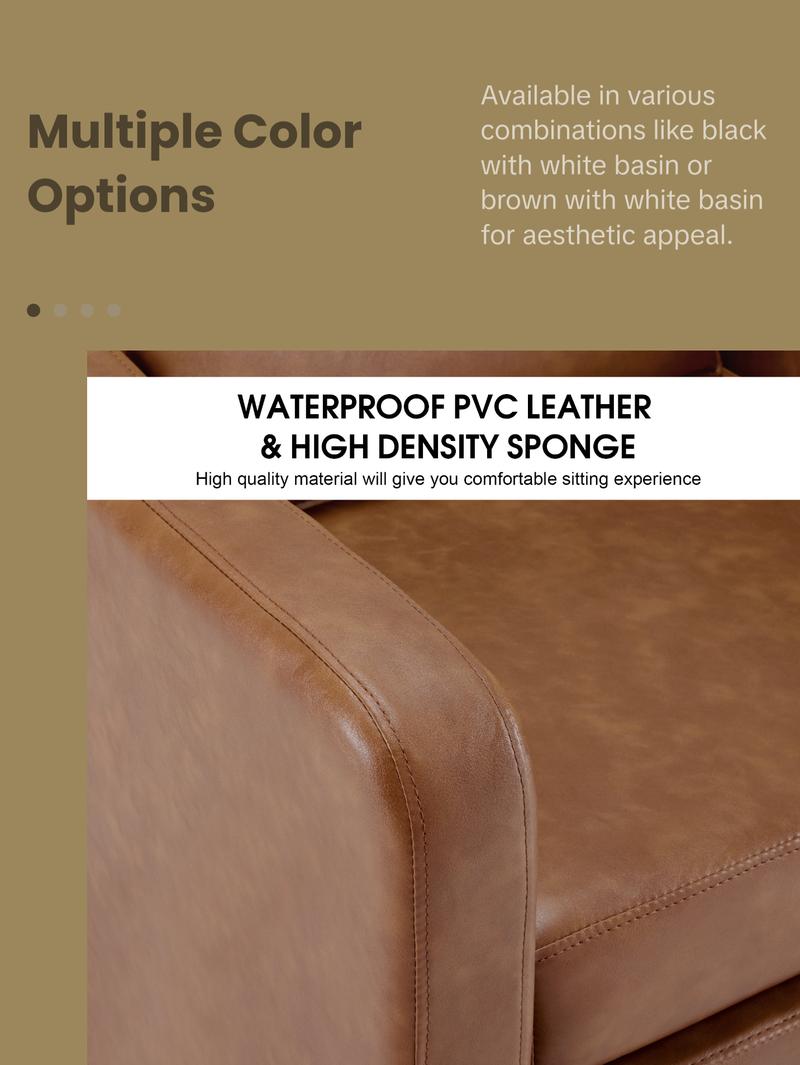 BarberPub Backwash Shampoo Station Chair, Ceramic Hair Wash Bowl for Salon 9364