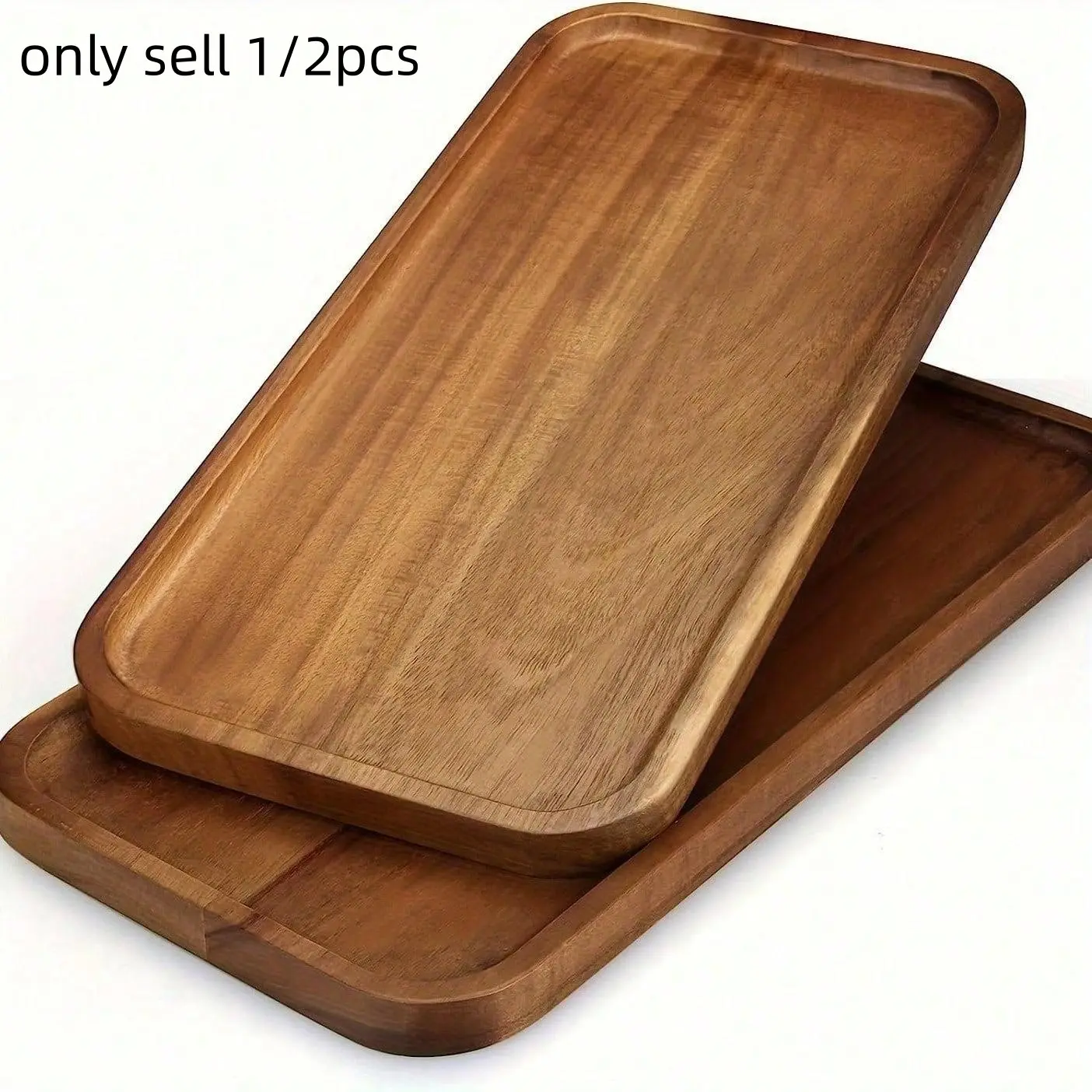 1/2PCS Wooden Rectangular Wood Board, Home Tea Tray, Food Trays for Snacks, Dried Fruits, Desserts, Coffee Cups, Fashionable Table Decor, Christmas Gift, Dinner Plate, Salad Serving Plates