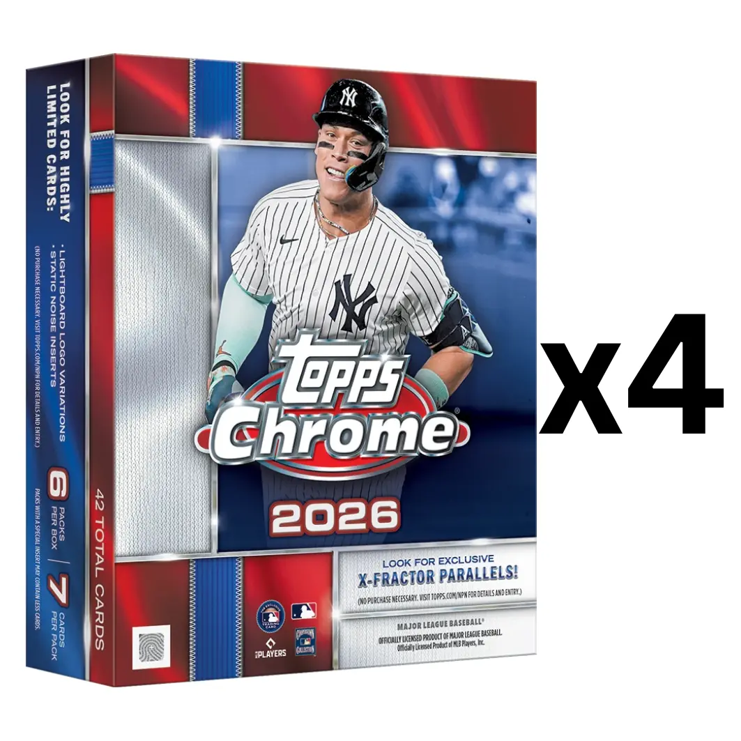 1346 BASEBALL 2026 TOPPS CHROME BASEBALL MEGA BOX X4 - NEW RELEASE! CHASE X-FRACTOR PARALLELS, AUTOS AND NUMBERS!!