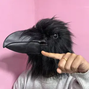 Funny Bird Mask Black Latex Cosplay Crow Masks Horror Beak Adult Halloween Cosplay Fancy Dress Toys Masquerade Costume Prop