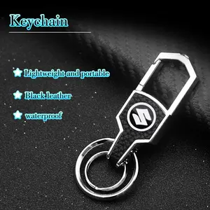 Suzuki Car Metal Keychain, Premium Logo Key Holder, Dual Key Ring Design, High-End Alloy Key Chain, Universal Motorcycle Auto Accessory