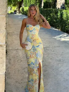 Printed Halter Dress, Boho Women's Summer Casual Wear, Elegant Party Dresses, Comfortable Daily, Stylish Fashion Clothing