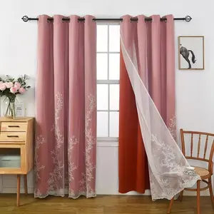 1pc French Vintage Lace Curtain Set, European Floral Pattern, Two-Layer Design, Ideal for Bedroom Living Room Balcony, Classic Style Decor