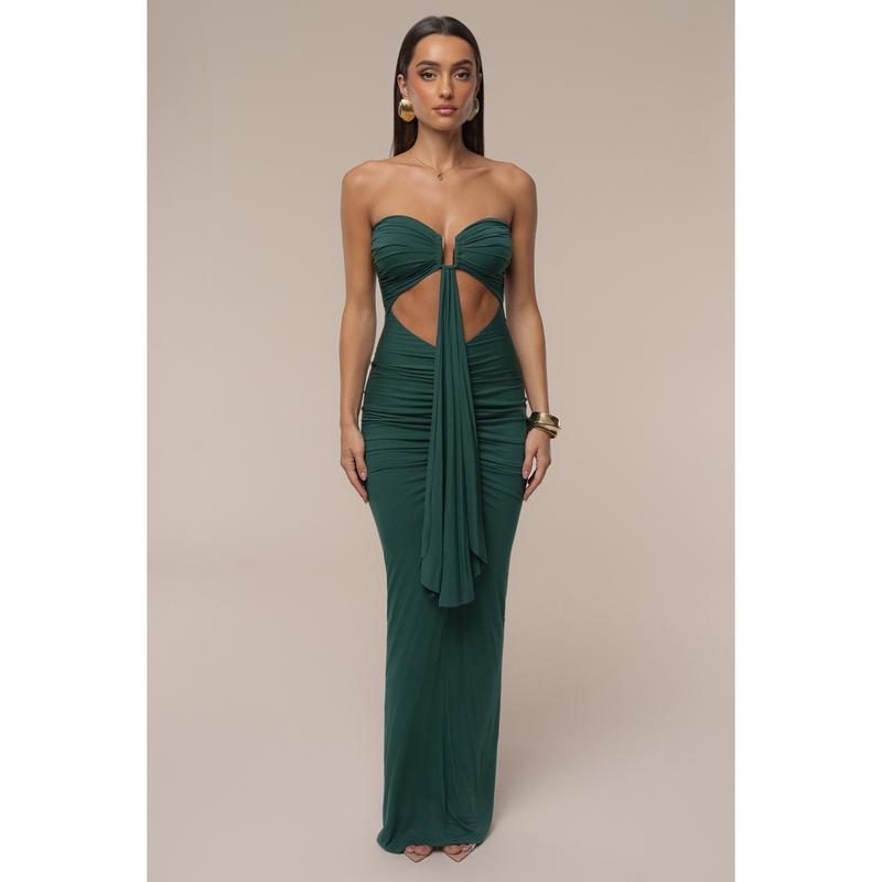 Emerald Atlantis Drape Maxi Dress