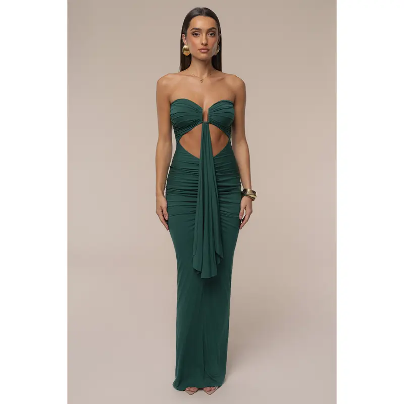 Emerald Atlantis Drape Maxi Dress