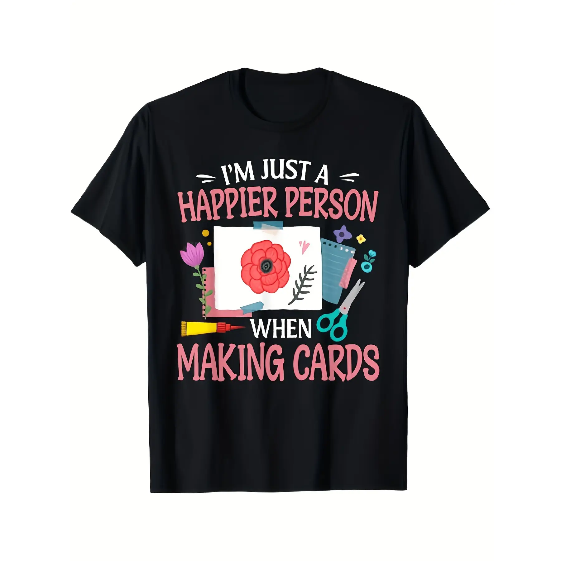Cleverly Designed Funny Black T-Shirt for Card Mak unisex soft cotton short sleeve t shirt, vintage graphic casual tee for men women teens, perfect birthday holiday gift for camping travel gym daily street  wear