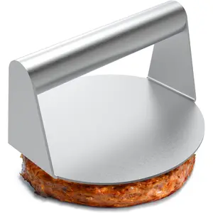 Stainless Steel Circular Form Meat Burger Press, 5.5 in Smasher with Non-Stick Smooth Bottom (No Ridges), Ideal for Griddle Cooking, Kitchen Utensil