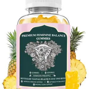 Premium Feminine Balance Gummies PH Balance Health Gummies Probiotics Hawaiian Pineapple Female Gummy for Women Private Area - 60 Gummies - 30 Servings