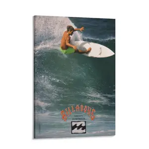 Vintage 1990 Billabong Surfing Poster Canvas Print - Retro 90s Beach Wall Art, Coastal Ocean Decor for Aesthetic Room, Bedroom, Living Room