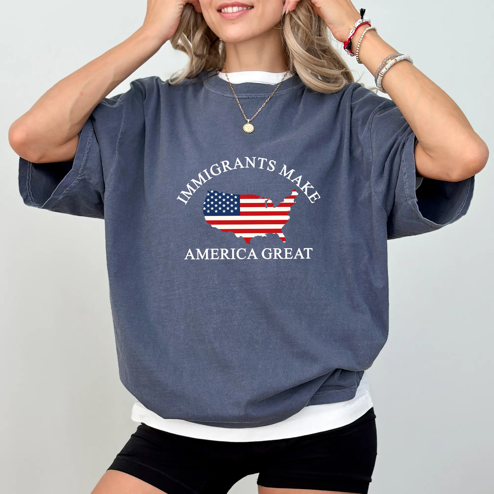 MAPTEES Immigrants Make America Great Comfort Colors Shirt, Pro Immigration Graphic Tee, Chinga La Migra T-shirt, Social Justice Outfits
