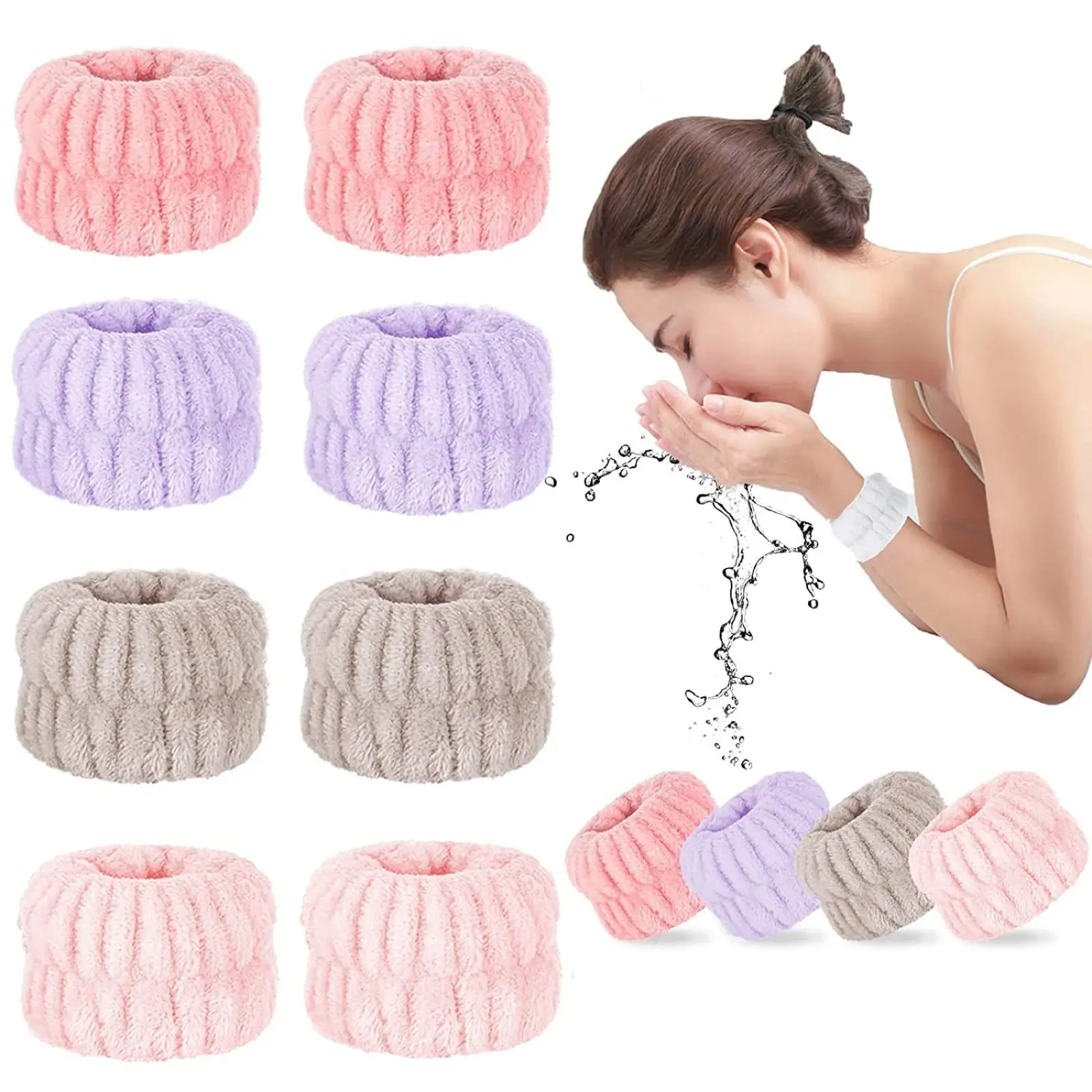 Sports 8-Pack Sweat-Absorbing Wristbands & Headbands Set - Alloy Waterproof Wrist Cuffs, Suitable for 4+ Years Users, No Extra Accessories Needed, Pack Of 8, Unisex, Wrist Wear,back to school,back to school haul