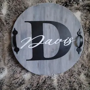 Personalized Serving Tray - Wood Tray - Serving Tray -Round Tray Christmas Gift - Wedding Gift - Birthday Gift.