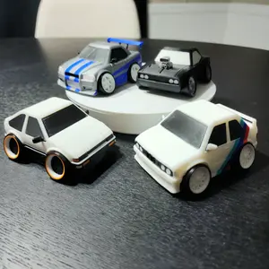 Toon Car Toy - Retro Plastic Desk Fun for All Ages with Rolling Wheels Durable Collectible Models