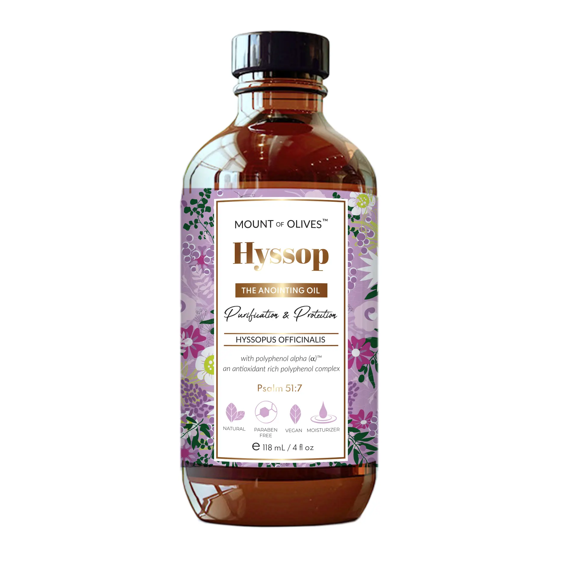 Mount of Olives Hyssop Anointing Oil - Holy Prayer Oil for Cleansing and Purification, Natural Body Oil with Polyphenol Alphas, Made in USA