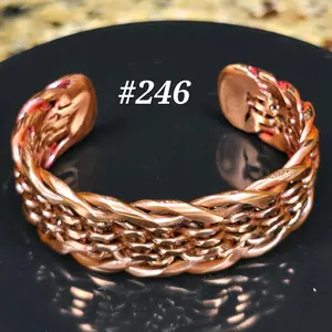 #246 Pure Copper 5 1/4" x 3/4" Cuff Bracelet Handmade Artisan Jewelry Unisex Gift Ready Hand Woven Open Cuff Design Comfortable Daily Wear