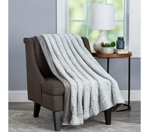 Lavish Home Plush Blanket Hypoallergenic Faux Rabbit Fur Throw