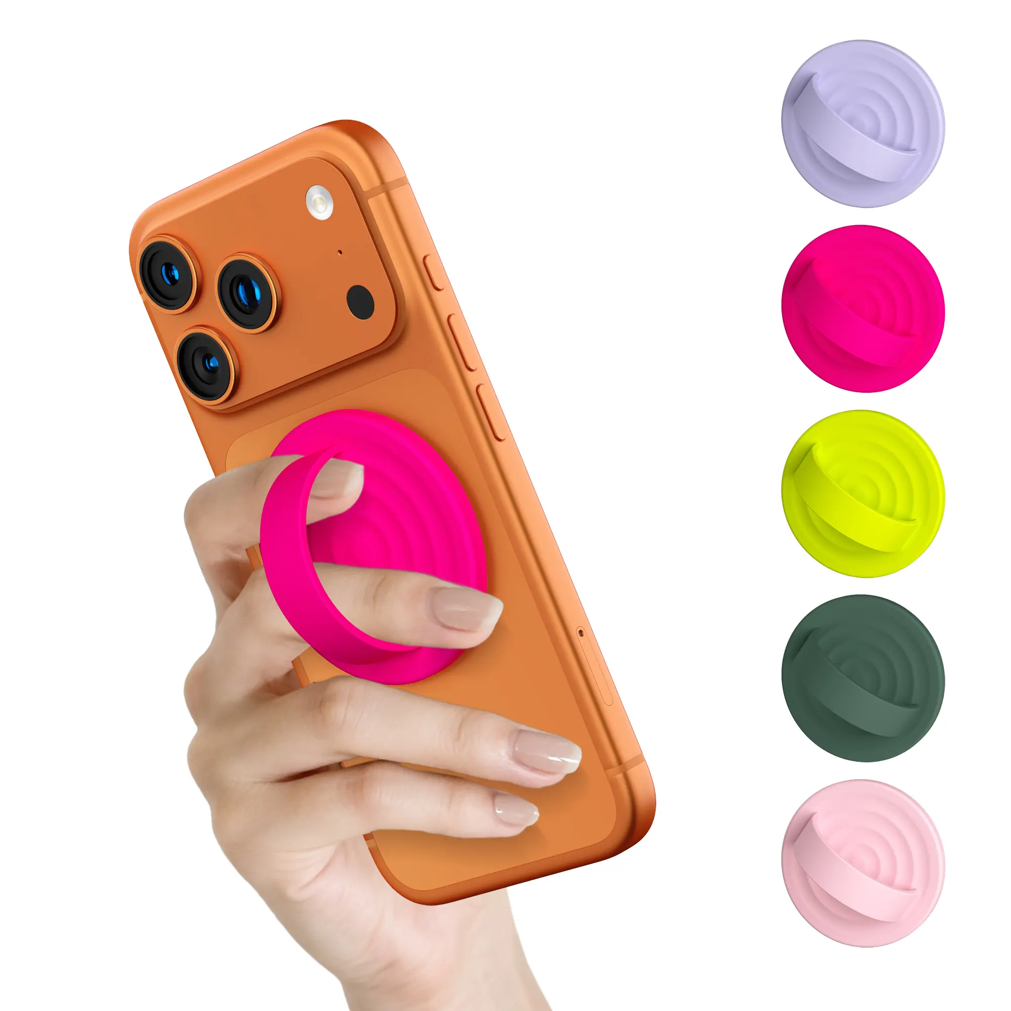 COFFKER Magnetic Phone Ring Grip Holder Oat Color Flexible Silicone Finger  Loop for iPhone 17/16/15/14 Series Secure Hold with N55 Magnet - TikTok Shop