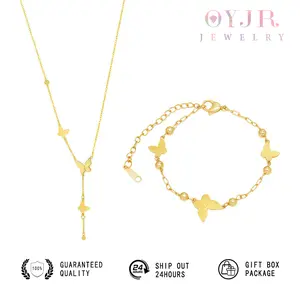 OYJR Butterfly Necklace for Women Stainless Steel Heart Necklaces Elegant Jewelry Set Fashion Accessories for Daily Wear for Party